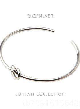 正品JUTI9A小众设计S25纯银细手镯N女简约打结开口细手环礼学生闺