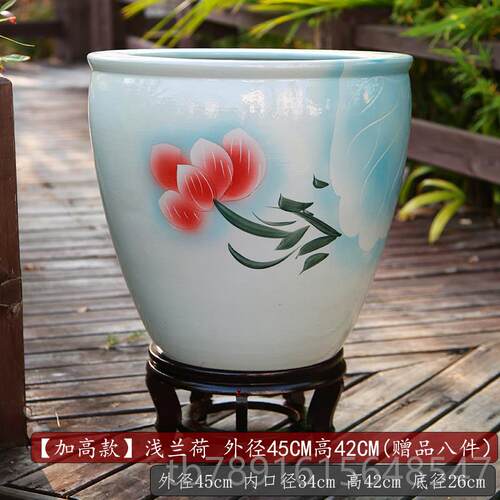 正品高款陶瓷鱼缸荷缸书画卷轴收纳花容缸器生态观赏金鱼造景招财
