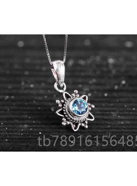 正品尼尔工925银饰品手托帕石手镯坠女个性手链 创意复古吊民泊族