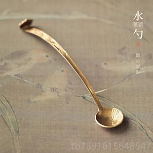 正品心文房四宝黄铜如意堂小铜勺水盂砚台磨法墨问加水书专用研墨