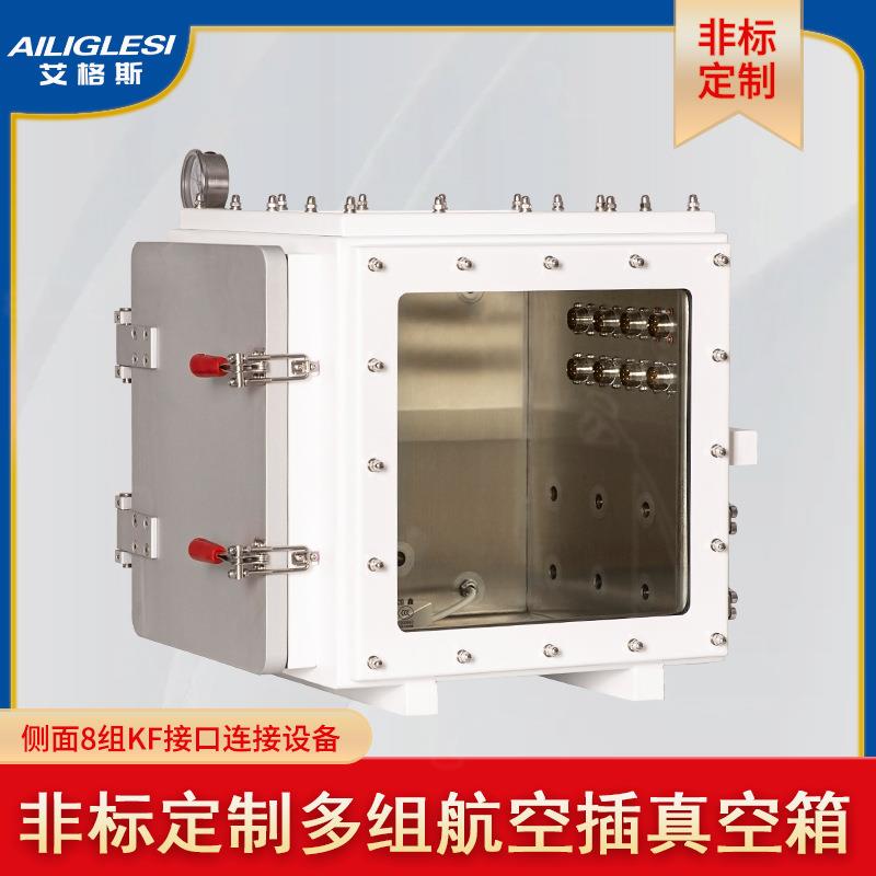 工业真空箱实验室航空插KF法兰接口全开门不锈钢可抽真空密封箱