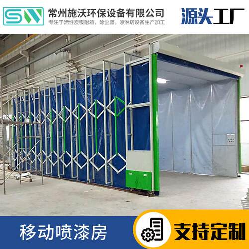 移动式伸缩房折叠双轨电动伸缩房无尘工业打磨喷漆房家具打磨房