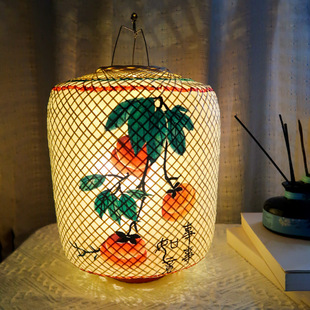 竹编油纸灯笼古风手提传统竹丝手绘潮汕家乡月舞蹈拍摄道具竹灯笼