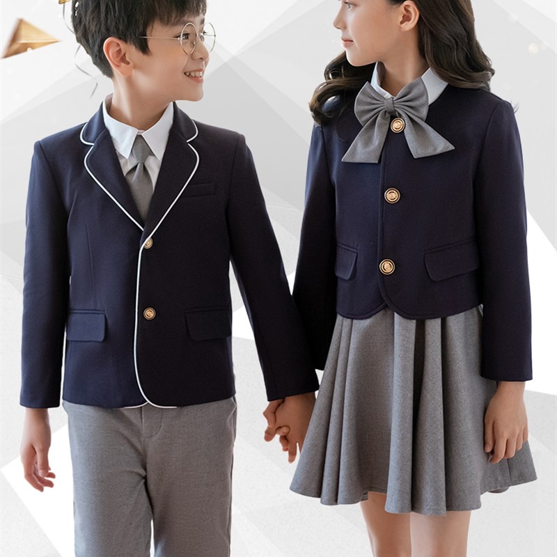 西装礼服学生校服男童英伦套装女童春G秋学院班服演讲合唱表演西