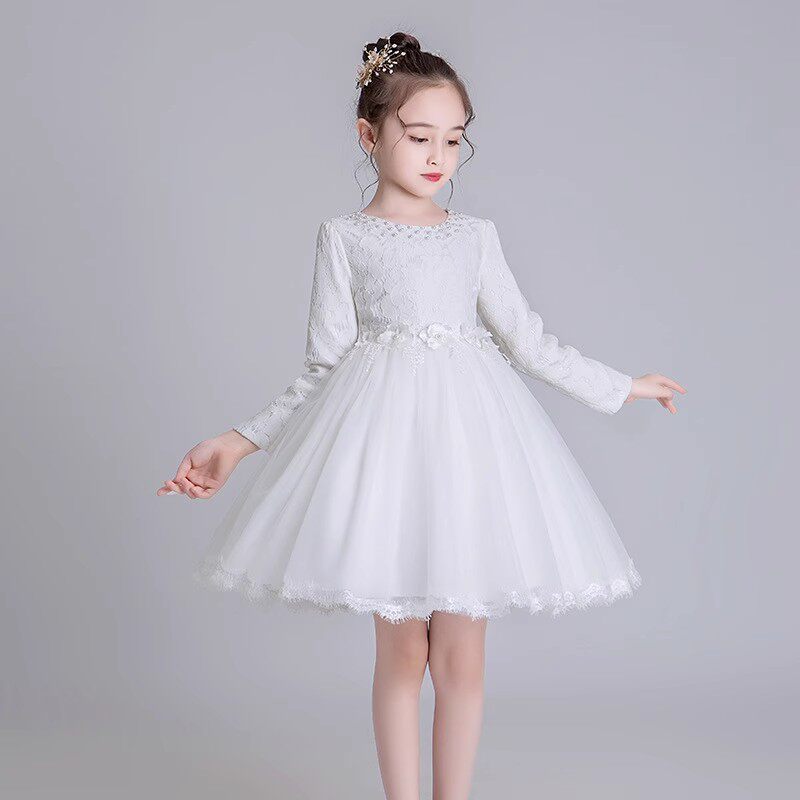 儿童公主裙秋季新k款女童钢琴表演蓬蓬纱裙花童婚礼小女孩礼服裙