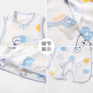 新生儿连体衣服男宝n宝无袖背心婴儿琵琶衣薄款夏季哈衣小肚兜夏