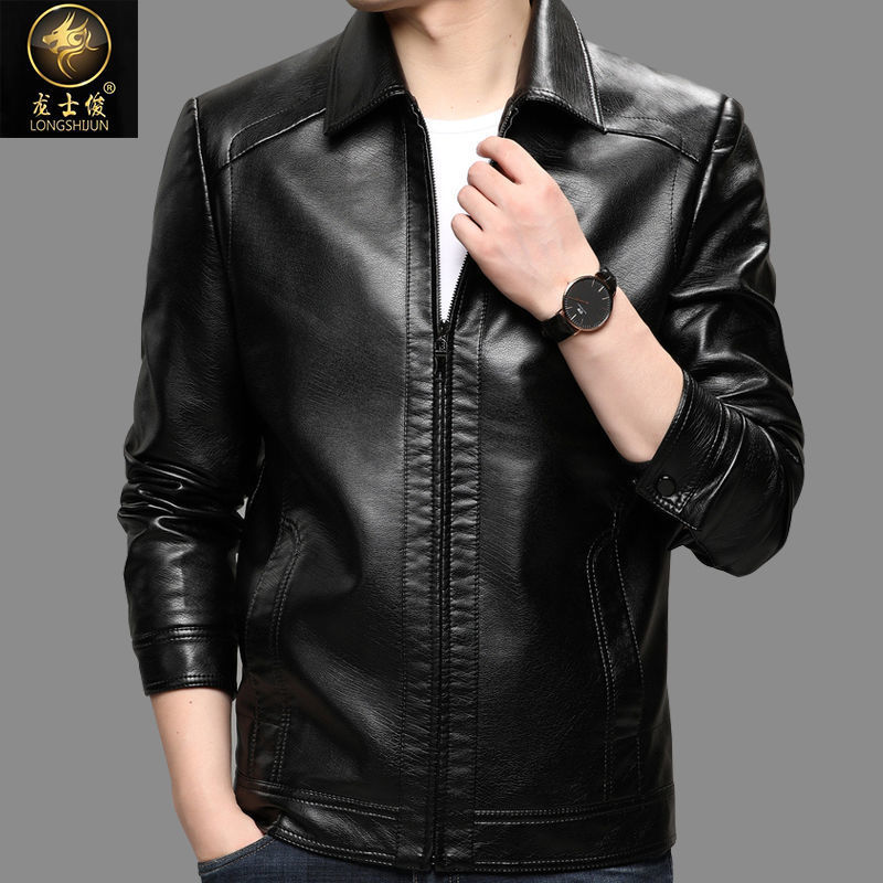 2021皮衣男外套秋n冬加绒皮夹克飞行机车服韩版修身休闲保暖中青