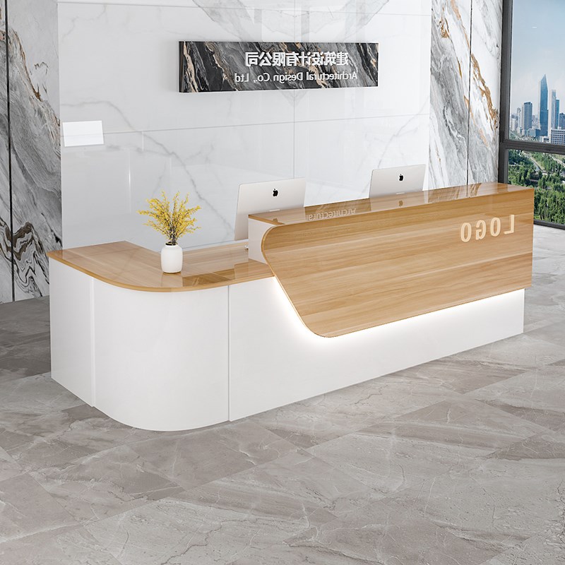 转角收银台弧形吧台柜台烤漆服装店美容院L小型前台公司女装接待