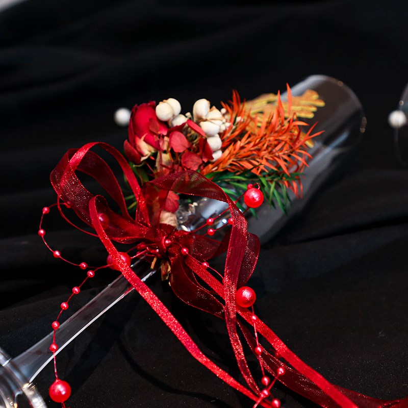 结婚敬酒杯d新人香槟杯高脚杯喜字婚礼创意diy材料包鸡尾酒杯一对