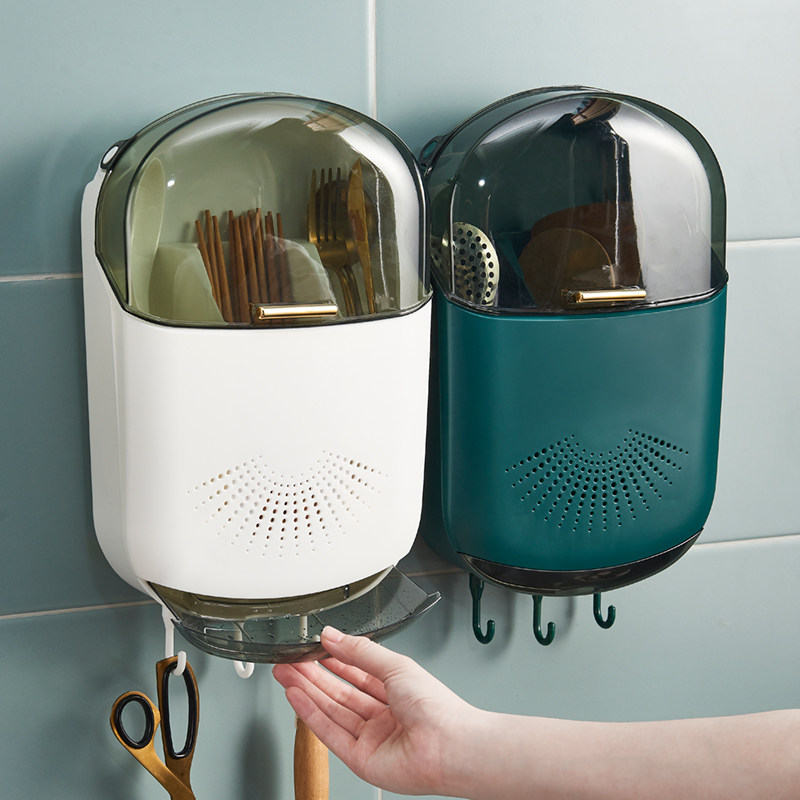 家用带盖防尘筷子k筒壁挂式筷篓厨房筷笼置物架筷筒餐具沥水收纳