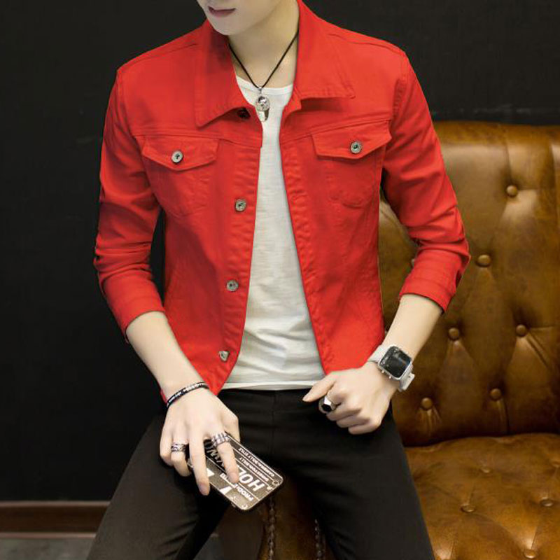 外套男士2022春秋季新款潮流休闲工装上衣服秋装U白色男装牛仔夹