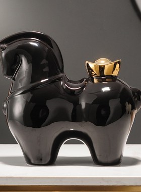 马上有钱摆d件新中式客厅电视柜酒柜工艺装饰品办公室开业乔迁礼