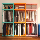 七色金属双层衣架m落地卧室开放式 晾衣架置物架阳台家用房间晾衣