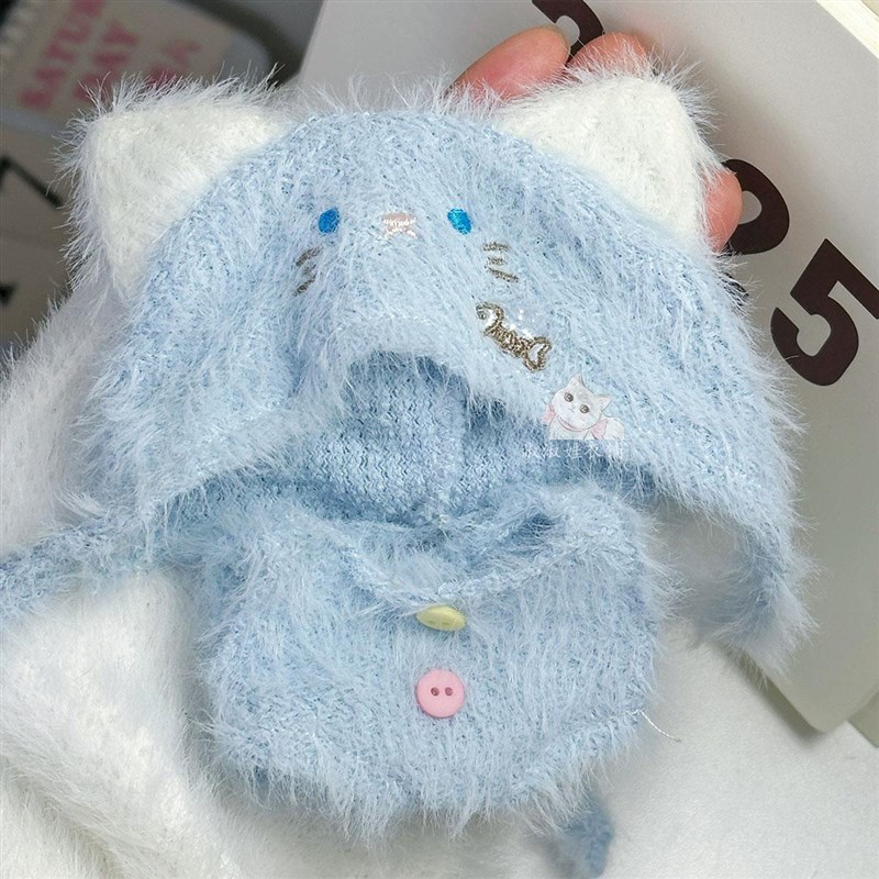 10cm娃衣棉花娃娃衣服可爱针织帽围巾K配饰公仔换装玩偶毛衣套装