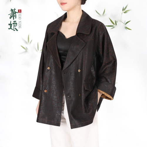 萧娘【清风渡】缎龟香云纱女外套新中式桑蚕丝国风长袖女外搭5608