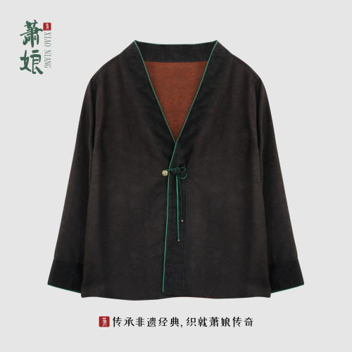 萧娘【寄春】绞罗香云纱桑蚕丝新中式长袖百搭国风短外套春夏5027