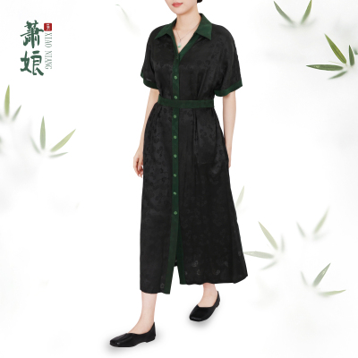 香云纱桑蚕丝连衣裙夏季