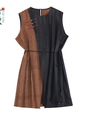 萧娘【逐风】桑波缎无袖新中式休闲圆领套头国风女上衣2494