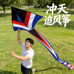 冲天追风筝成人专用高档新款红白蓝三角风筝抗大风新手易飞初学者