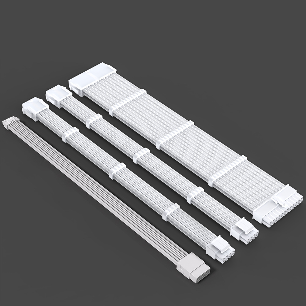 4条装 尼龙编织网主板24PIN CPU8PIN 显卡16PIN 30cm电脑延长线