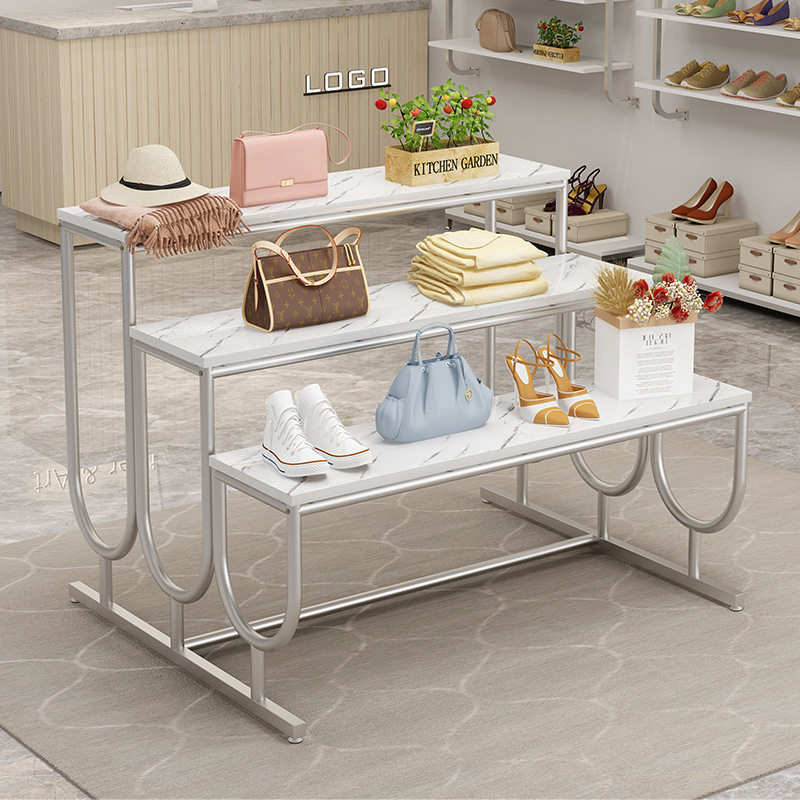 服装店中岛展示架金色中间摆放高低鞋包店鞋架阶梯式流水台展示台,模玩/动漫/周边/娃圈三坑/桌游,文化/体育周边,淘宝优惠券,粉丝福利购,淘宝优惠卷