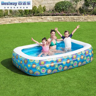 Bestway54120家庭戏水池 儿童海洋球池 三环矩形水池充气游泳池
