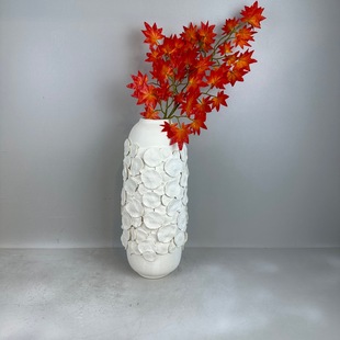 现代手工拈花创意陶瓷花瓶样板房间摆件客厅白色装 饰品花器