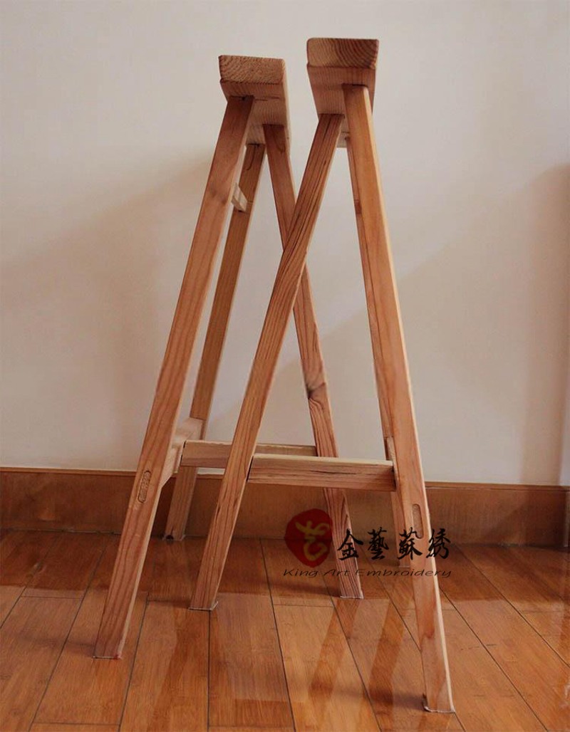 手工苏绣绣花绷架子实木绣凳家用台式大号刺绣专用支架三脚凳绷凳