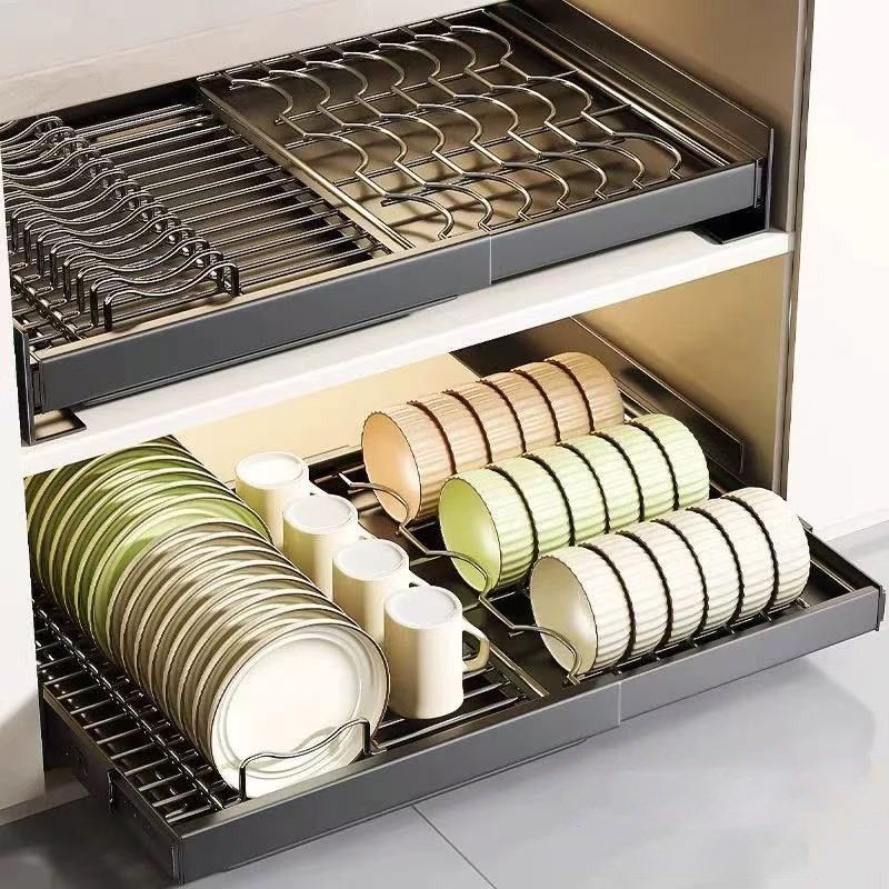 精选不锈钢橱柜拉篮厨房抽屉式可伸缩沥水架免打孔抽拉碗碟收纳置,厨房/烹饪用具,碗架,淘宝优惠券,粉丝福利购,淘宝优惠卷