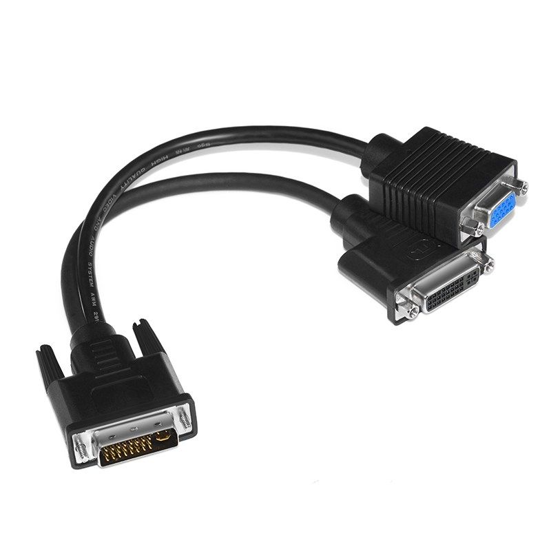 斯格 DVI一分二线DVI24+5公转DVI母+VGA母线电脑分屏线屏幕拓展线