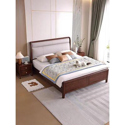 2×2.2米北美黑胡桃木实木床宋氏美学1.8主卧大床新中式1.5双人床
