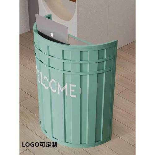 小型收银台吧台商铺迎宾接待台前台导购咨询台引导台圆弧形小柜台