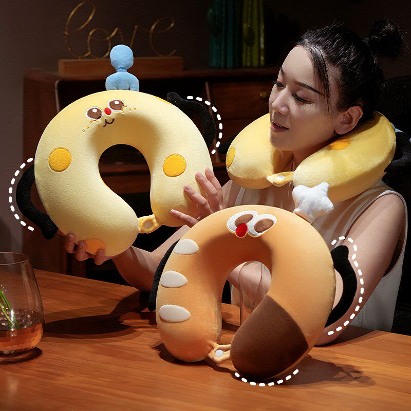 吐司u型枕记忆棉护颈枕卡通旅行头枕颈部可携式车用颈椎枕可收纳