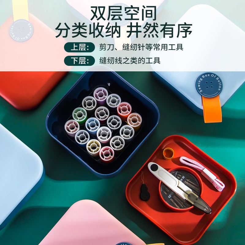 日版进口多功能便携针线盒实用学生手缝针线收纳盒家用高档针线包
