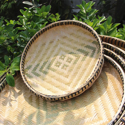 精品四川手工竹编簸箕竹制v品农家无孔圆竹匾竹筛子晾晒画画装饰