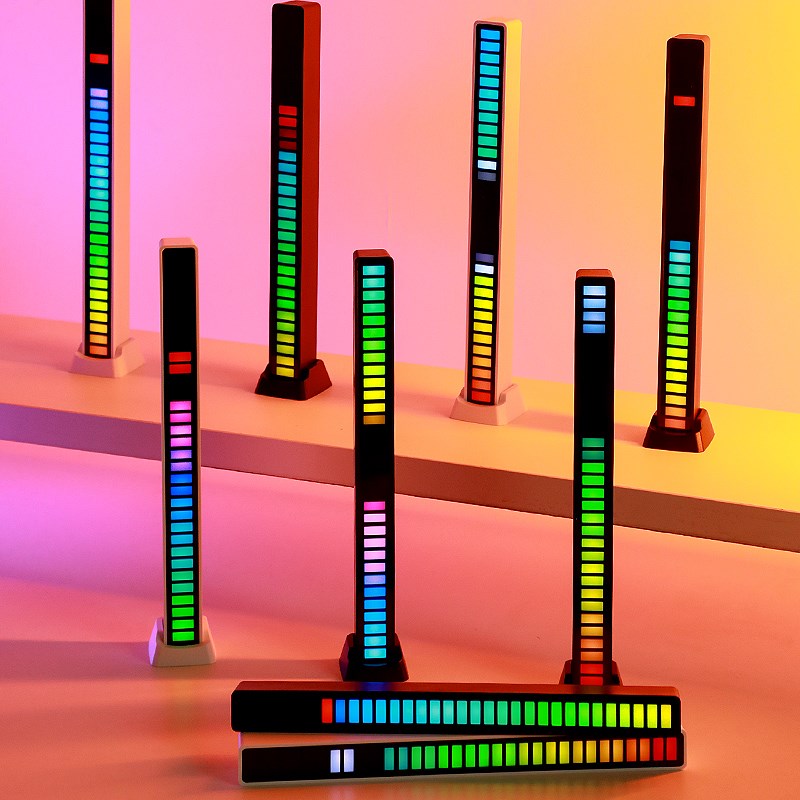 RGB氛围灯拾音LED电竞电脑卧室桌面声控感应装饰S音乐音响节奏车
