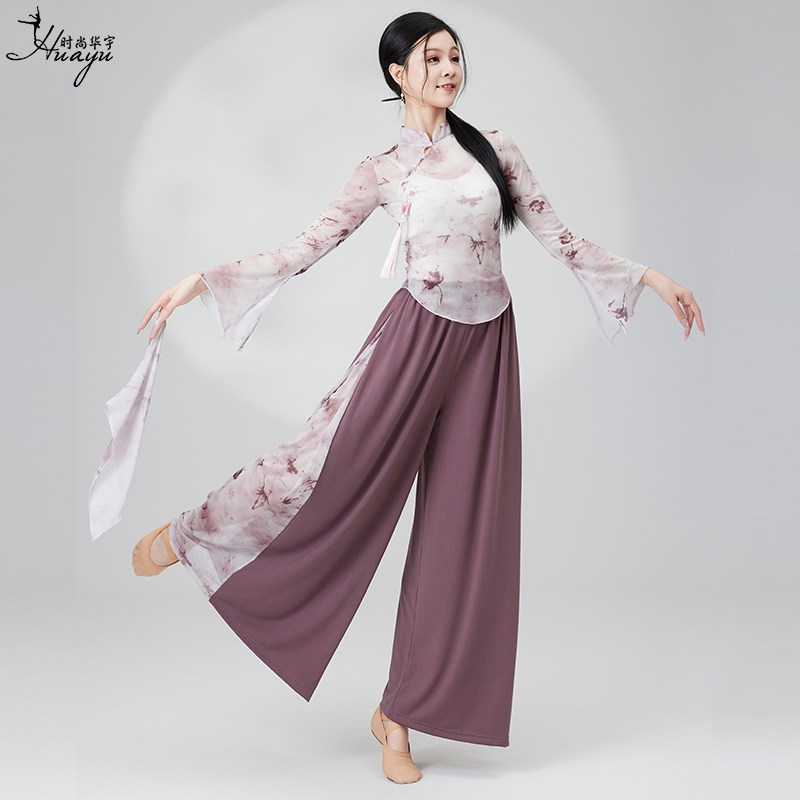 古典舞服装女飘逸水墨纱衣身韵舞蹈练功服阔腿裤中国W舞艺考演出