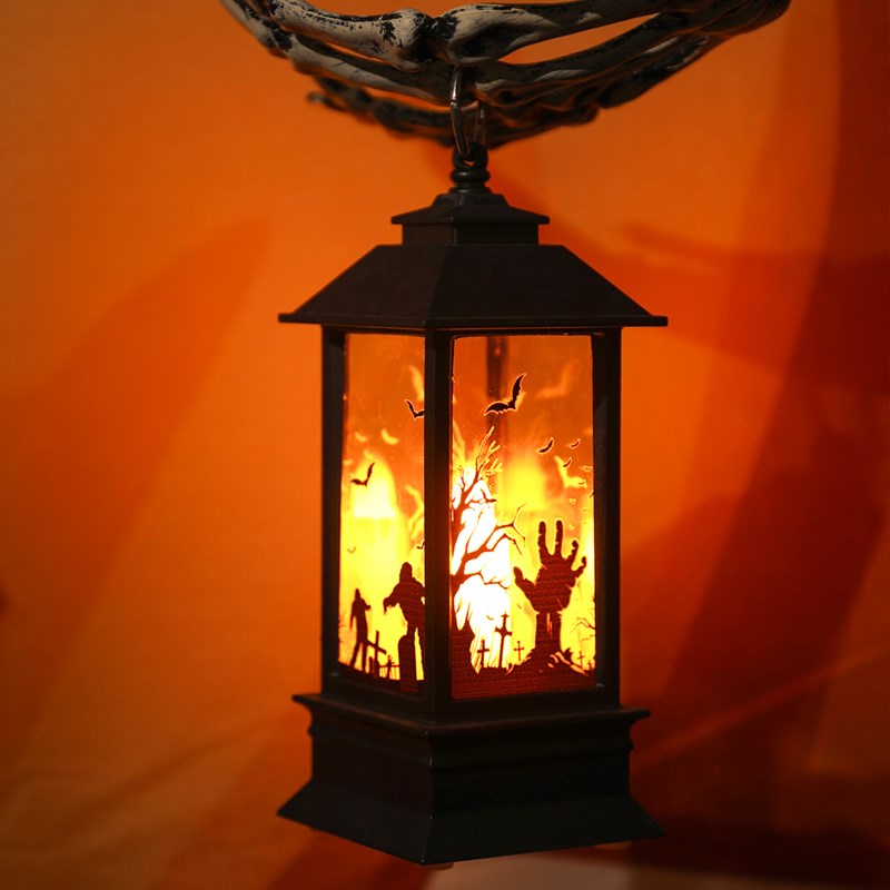 万圣节氛围油灯酒吧商场桌v面发光摆件场景布置手提南瓜灯装饰道