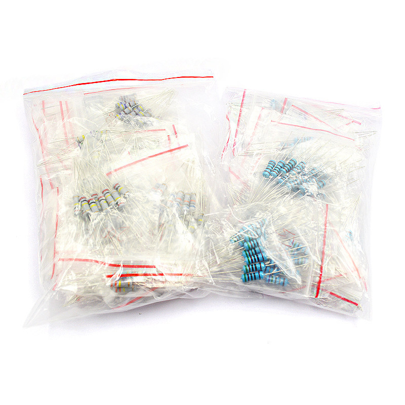 1W金属膜电阻包精度1%五色环电阻常用20种 4P0种精度5%样品元件包