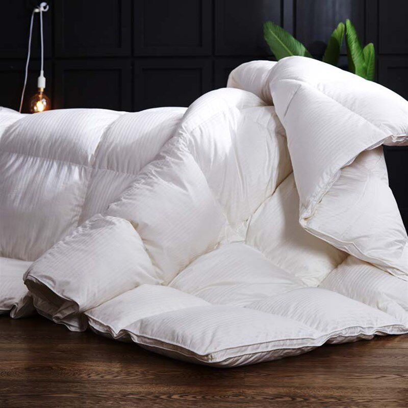 纯棉100支g高密度缎条纹立体围墙不钻绒羽绒被壳 半成品