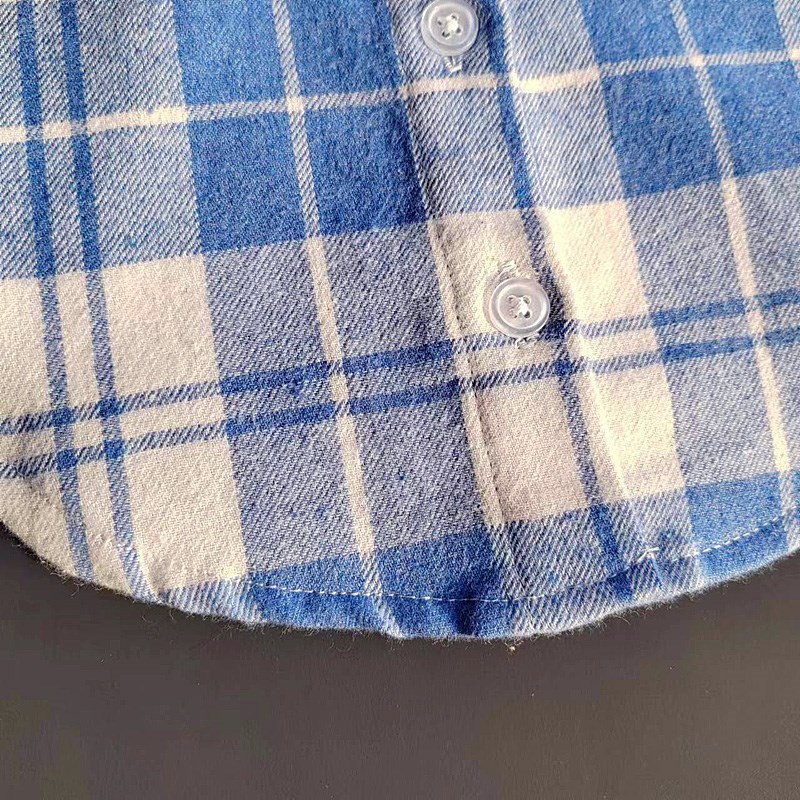 新款儿童假领子磨毛蓝白小格假领A休闲保暖衬衫领格子衬衣领衣领