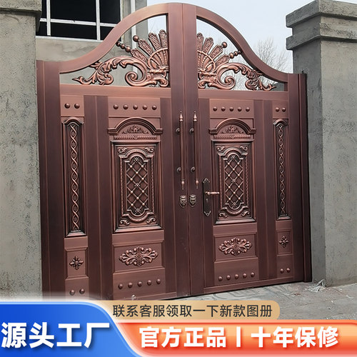 纯铜门别墅大门双门入户门自建房大门院子防盗门铜门不锈钢大门