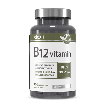 瑞典原装正品Elexir维生素b12甲钴胺营养神经VB12进口叶酸片