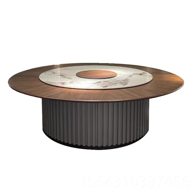 正品酒店电动餐桌大圆桌岩板面转盘饭店餐厅包桌椅20人桌厢木2实