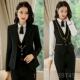 袖 女装 秋冬西服马甲三件套装 修身 宝珠酒职店工 正品 显瘦长正装 业装