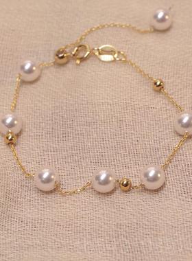 正品手珍珠银珠手链女925众纯银节可调手串小轻奢闺蜜镯手饰精致8