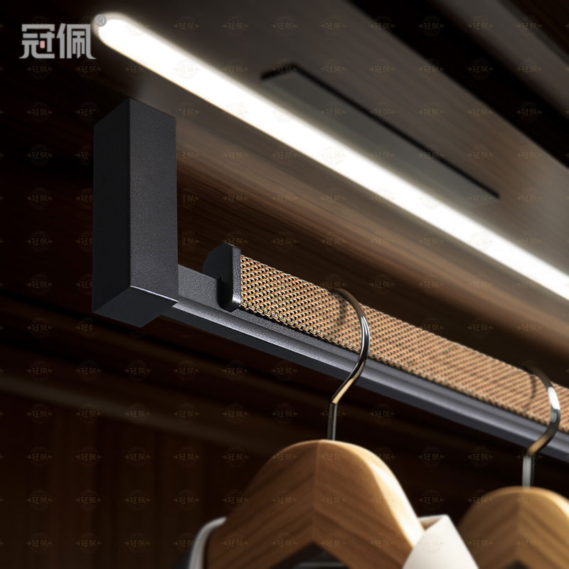 冠佩高端编织挂衣杆酒店整体橱柜大衣柜内悬吊横杆顶装侧装高定衣