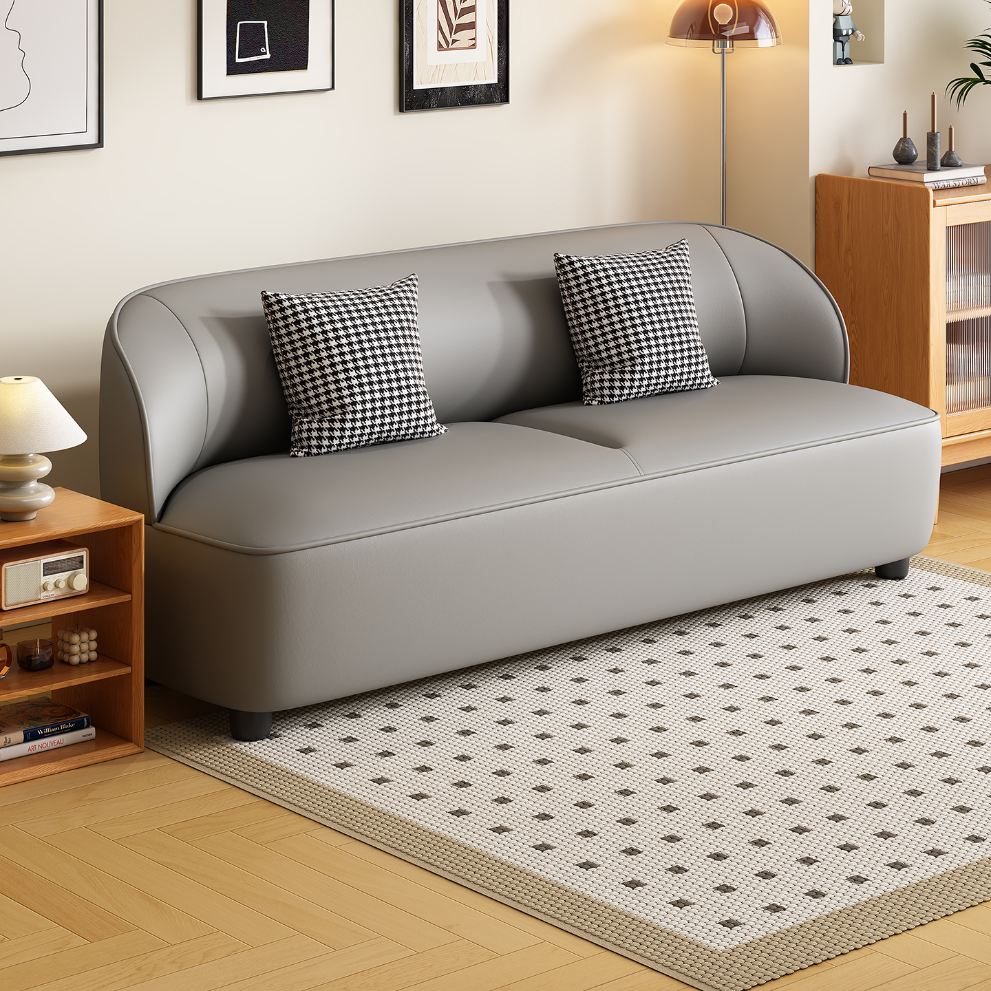 小沙发简约双人三人小户型办公室服装店理发店咖啡店皮艺布艺沙发