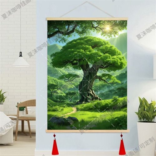 参天大树生机勃勃生命之树发财树招财玄关入户装饰画竖版客厅防水