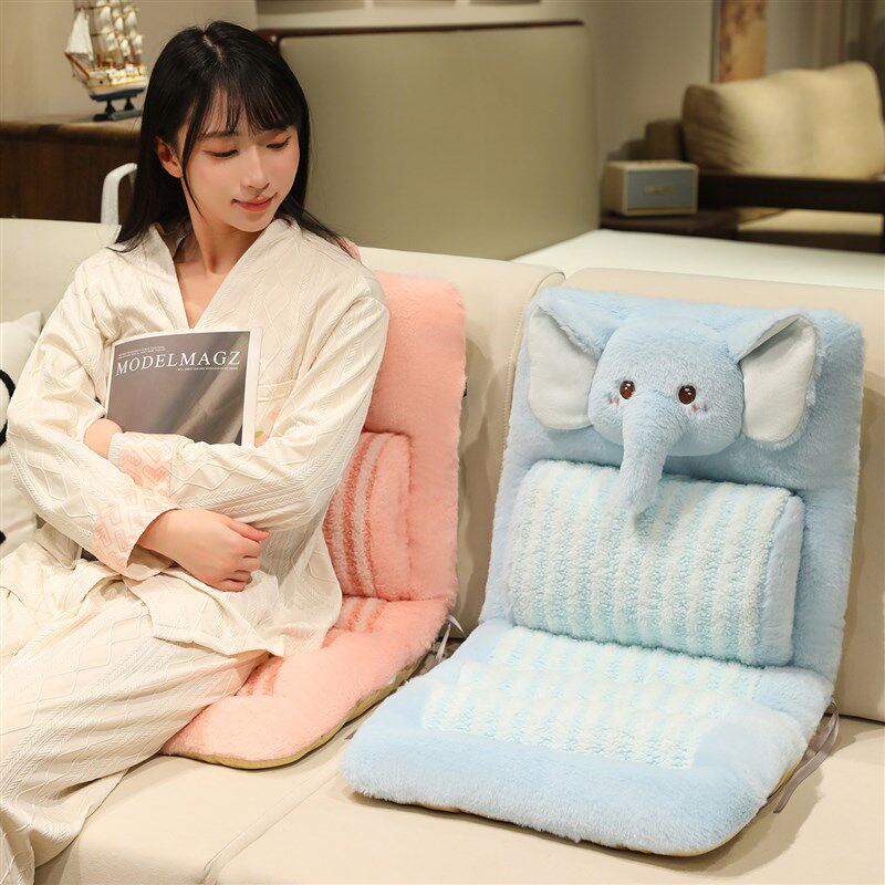 卡通可爱餐椅一体毛绒坐垫办公室椅子垫J加厚保暖护腰神器冬季椅